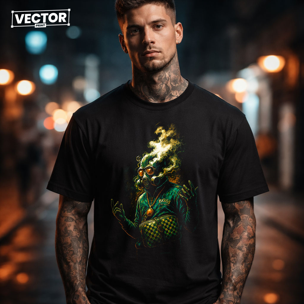 Чоловіча чорна футболка з принтом VECTOR_UNDERGROUND_65