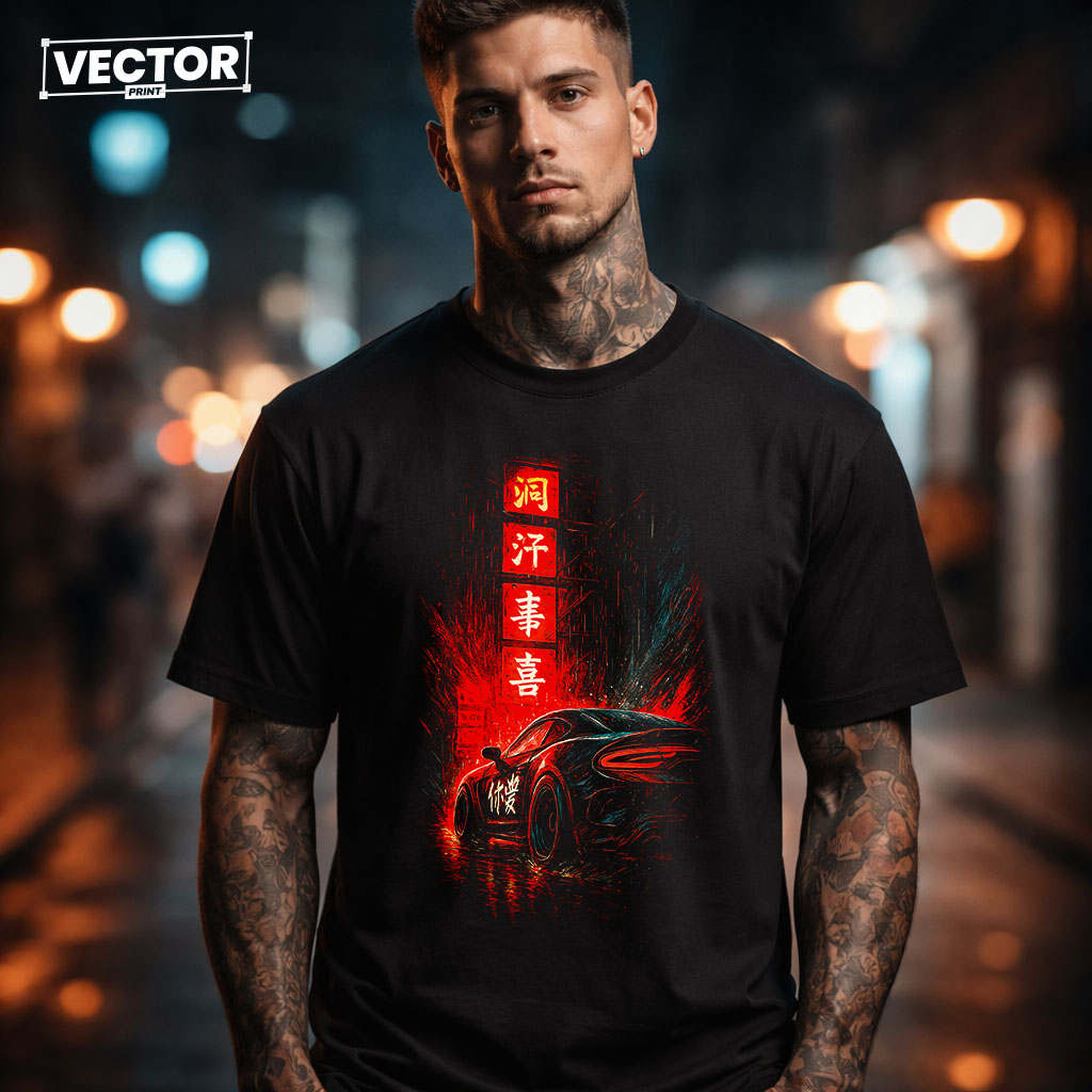 Чоловіча чорна футболка з принтом VECTOR_UNDERGROUND_68