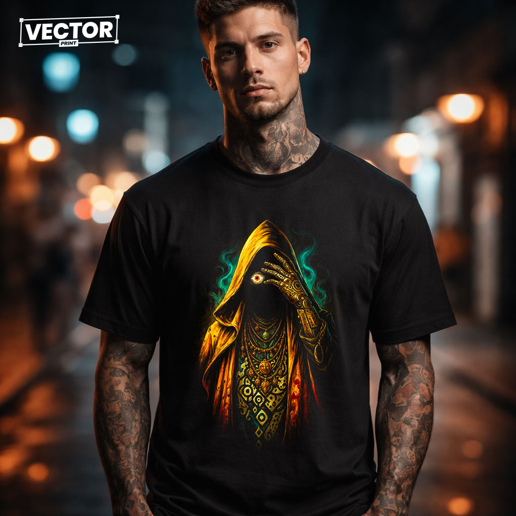 Чоловіча чорна футболка з принтом VECTOR_UNDERGROUND_73