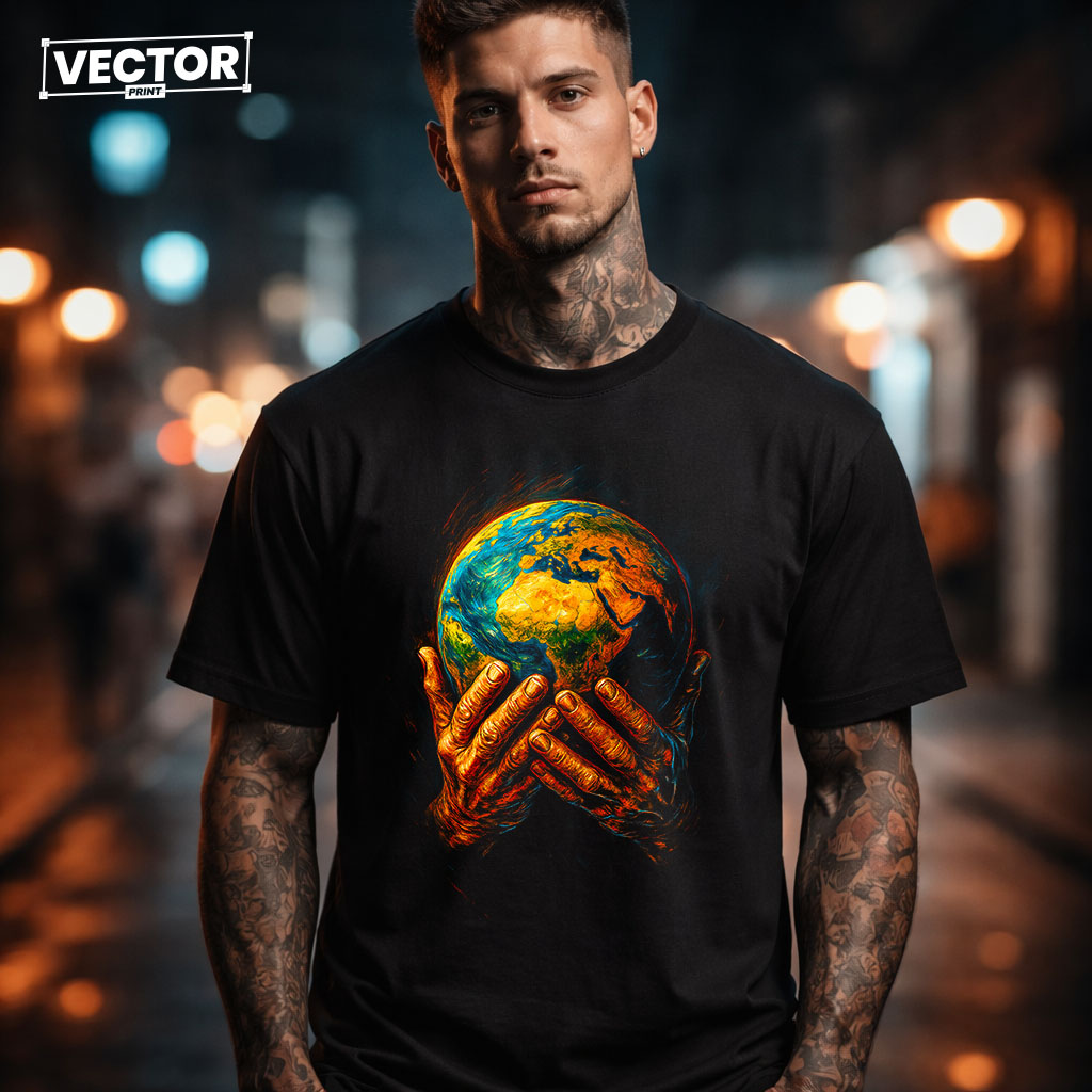 Чоловіча чорна футболка з принтом VECTOR_UNDERGROUND_78