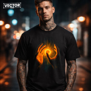 Чоловіча чорна футболка з принтом VECTOR_UNDERGROUND_79