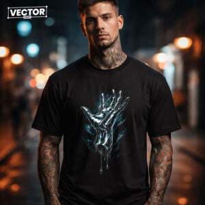 Чоловіча чорна футболка з принтом VECTOR_UNDERGROUND_80
