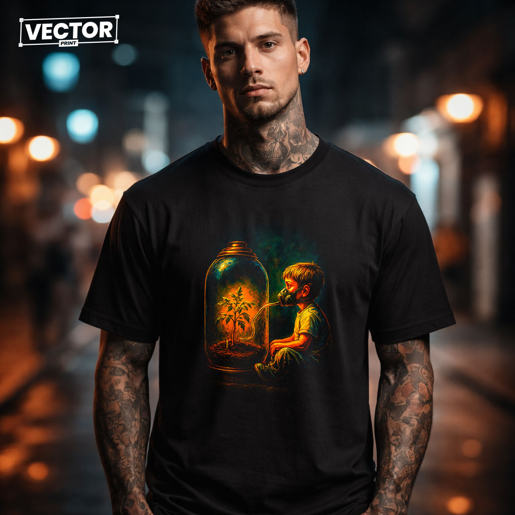 Чоловіча чорна футболка з принтом VECTOR_UNDERGROUND_81