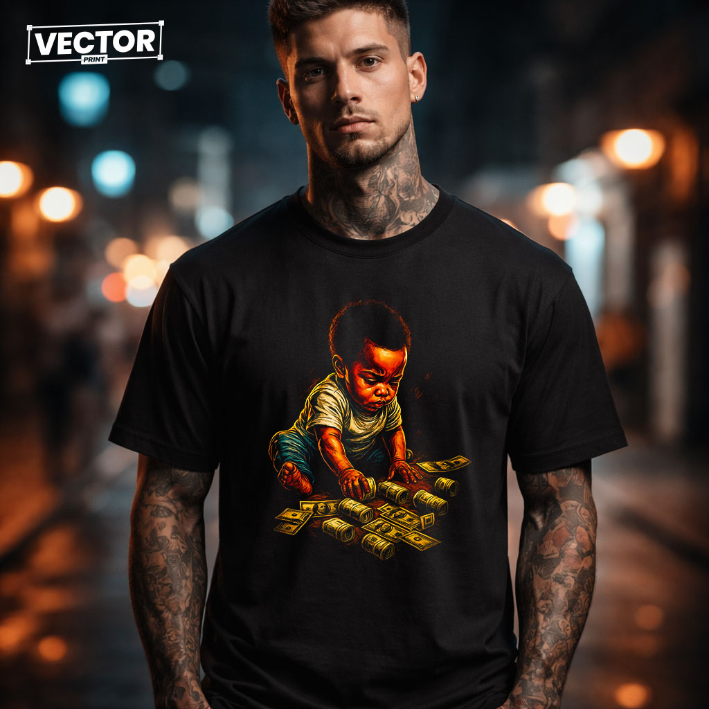 Чоловіча чорна футболка з принтом VECTOR_UNDERGROUND_82