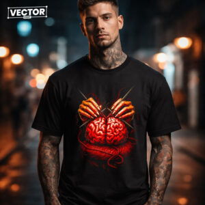 Чоловіча чорна футболка з принтом VECTOR_UNDERGROUND_83