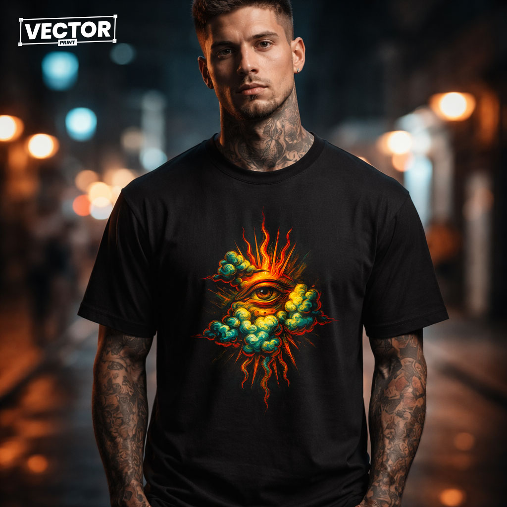 Чоловіча чорна футболка з принтом VECTOR_UNDERGROUND_94