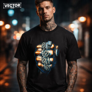 Чоловіча чорна футболка з принтом VECTOR_UNDERGROUND_96