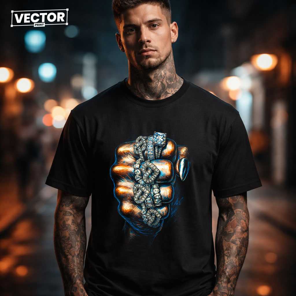 Чоловіча чорна футболка з принтом VECTOR_UNDERGROUND_96