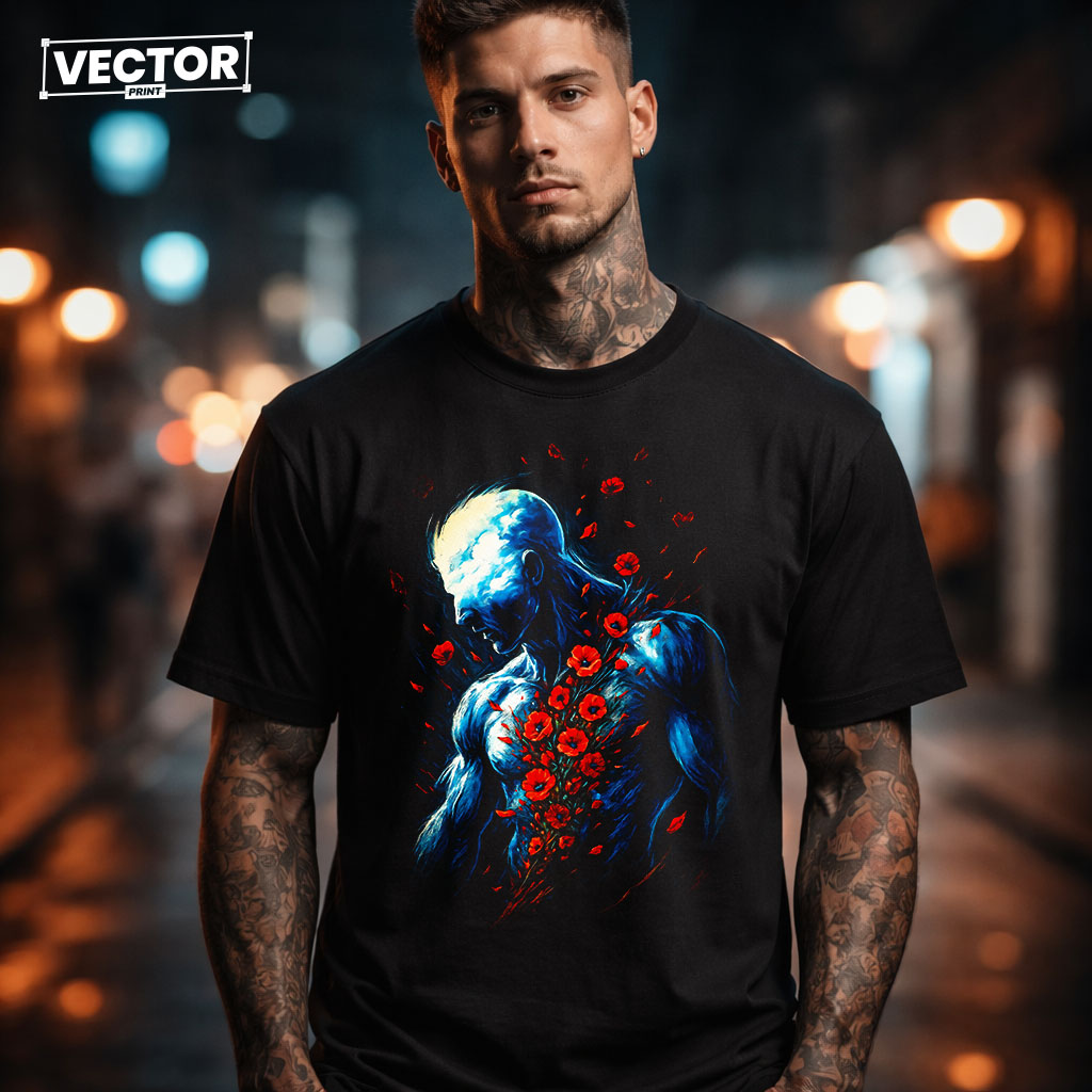 Чоловіча чорна футболка з принтом VECTOR_UNDERGROUND_99