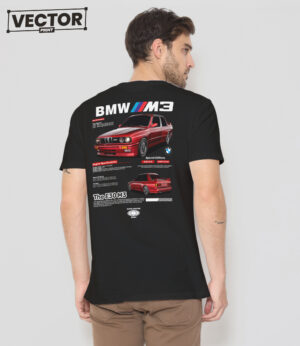 Чоловіча чорна футболка з принтом BMW E30 M3_36