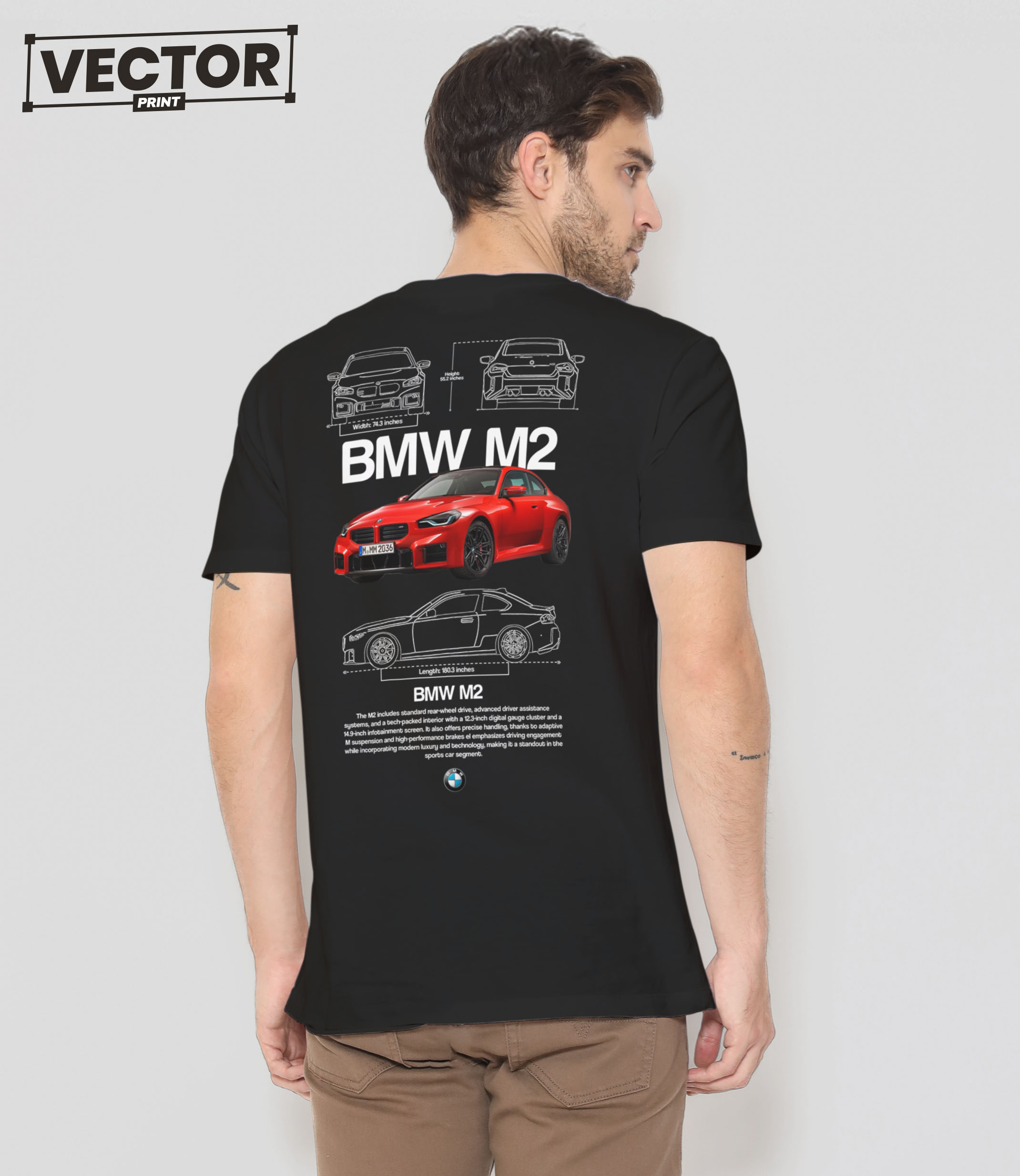 Чоловіча чорна футболка з принтом BMW M2_40