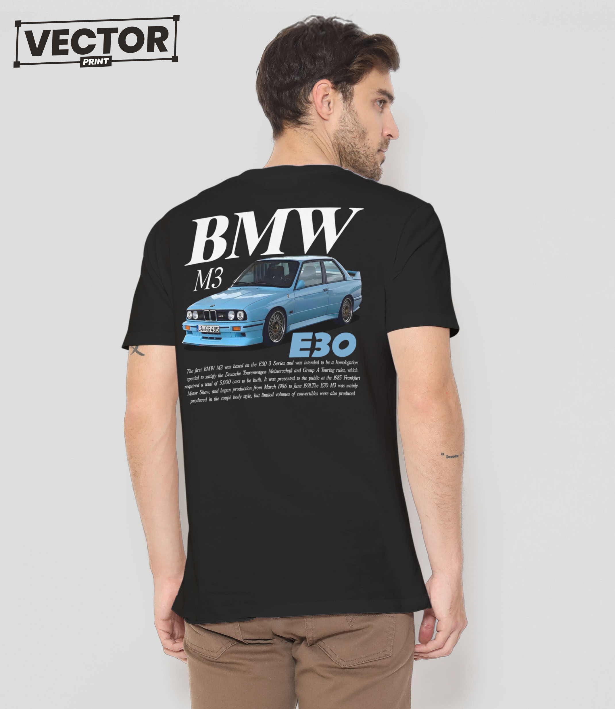 Чоловіча чорна футболка з принтом BMW M3 series_54