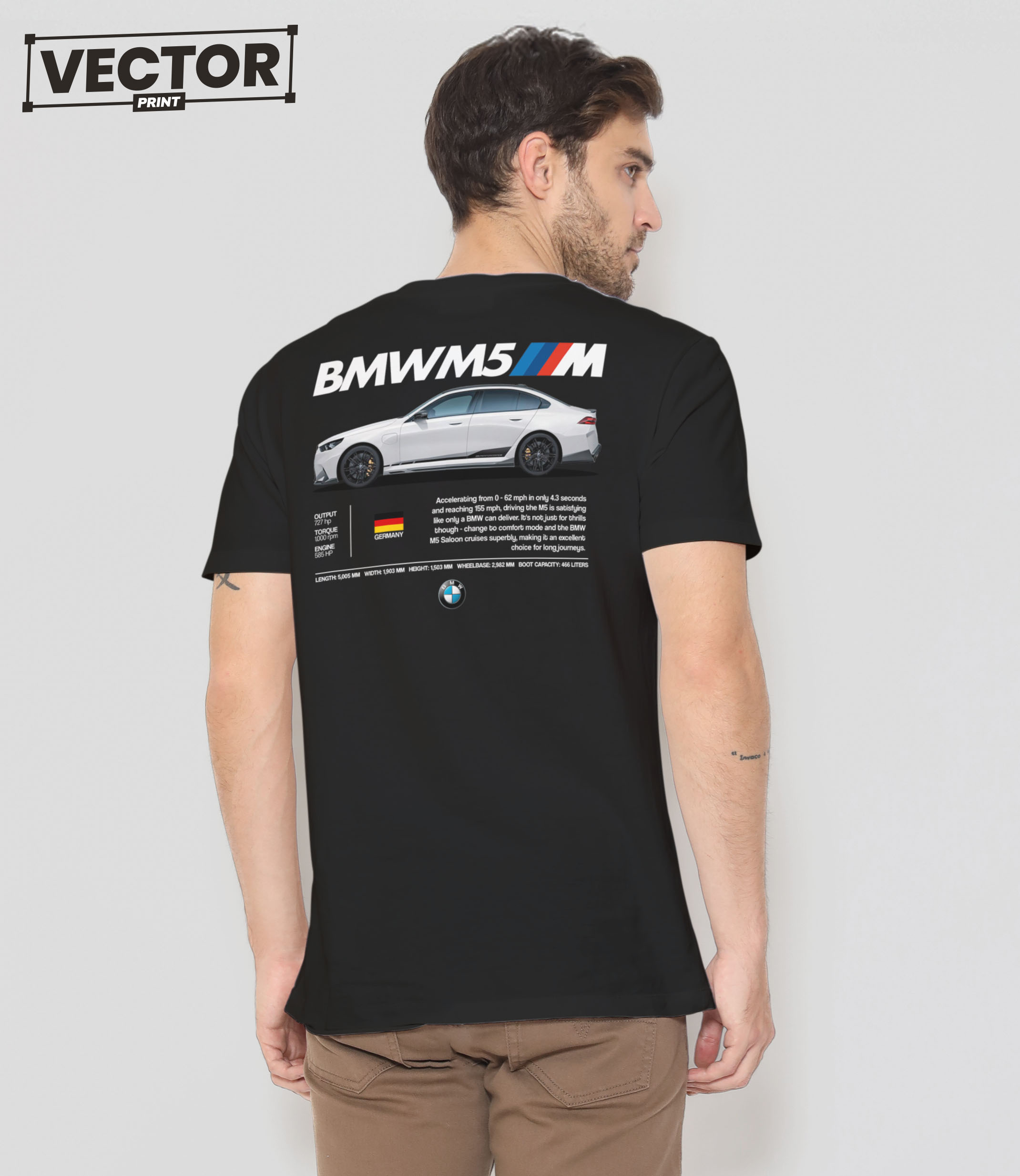 Чоловіча чорна футболка з принтом BMW M5_48