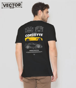 Чоловіча чорна футболка з принтом CHEVROLET CORVETTE Z06_20