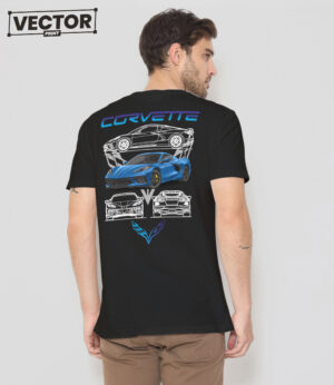 Чоловіча чорна футболка з принтом CHEVROLET CORVETTE_18