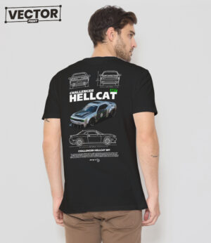Чоловіча чорна футболка з принтом DODGE CHALLENGER HELLCAT SRT_34