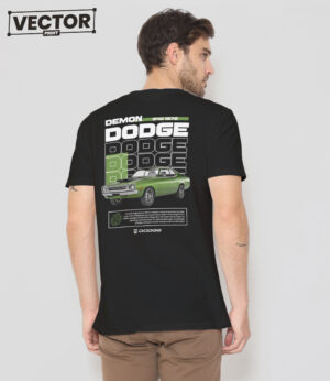 Чоловіча чорна футболка з принтом DODGE DEMON 1972_28