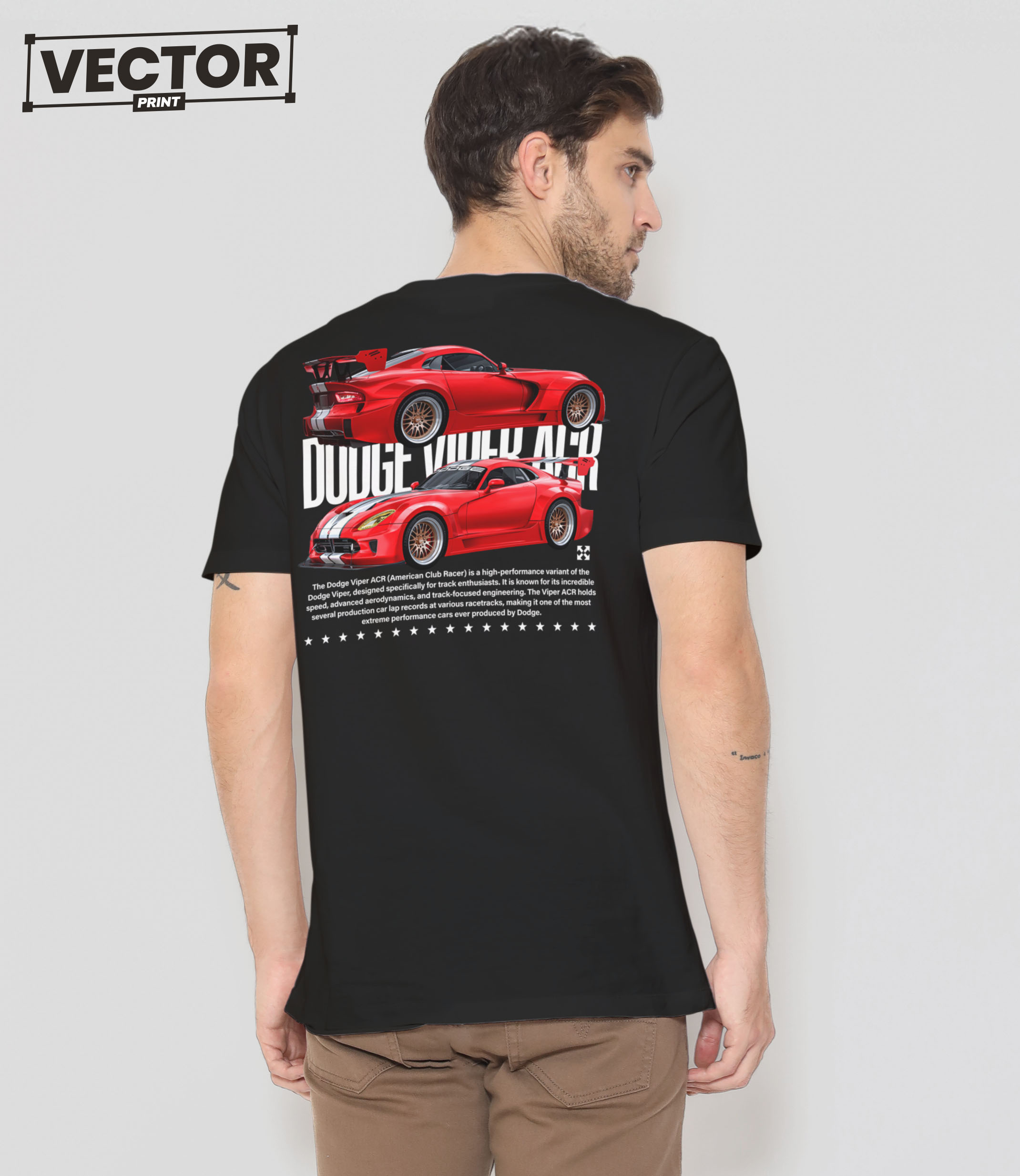 Чоловіча чорна футболка з принтом DODGE Viper ACR_26