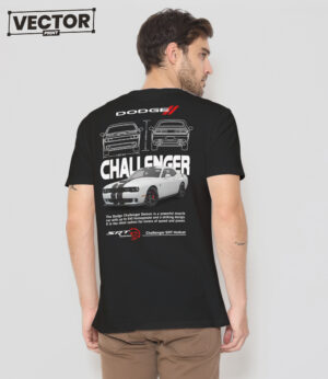 Чоловіча чорна футболка з принтом Dodge_CHALLENGER SRT_30