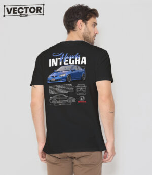 Чоловіча чорна футболка з принтом HONDA INTEGRA_21