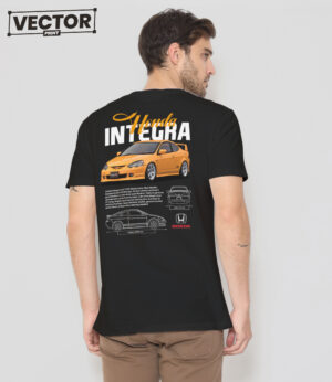 Чоловіча чорна футболка з принтом HONDA INTEGRA_23
