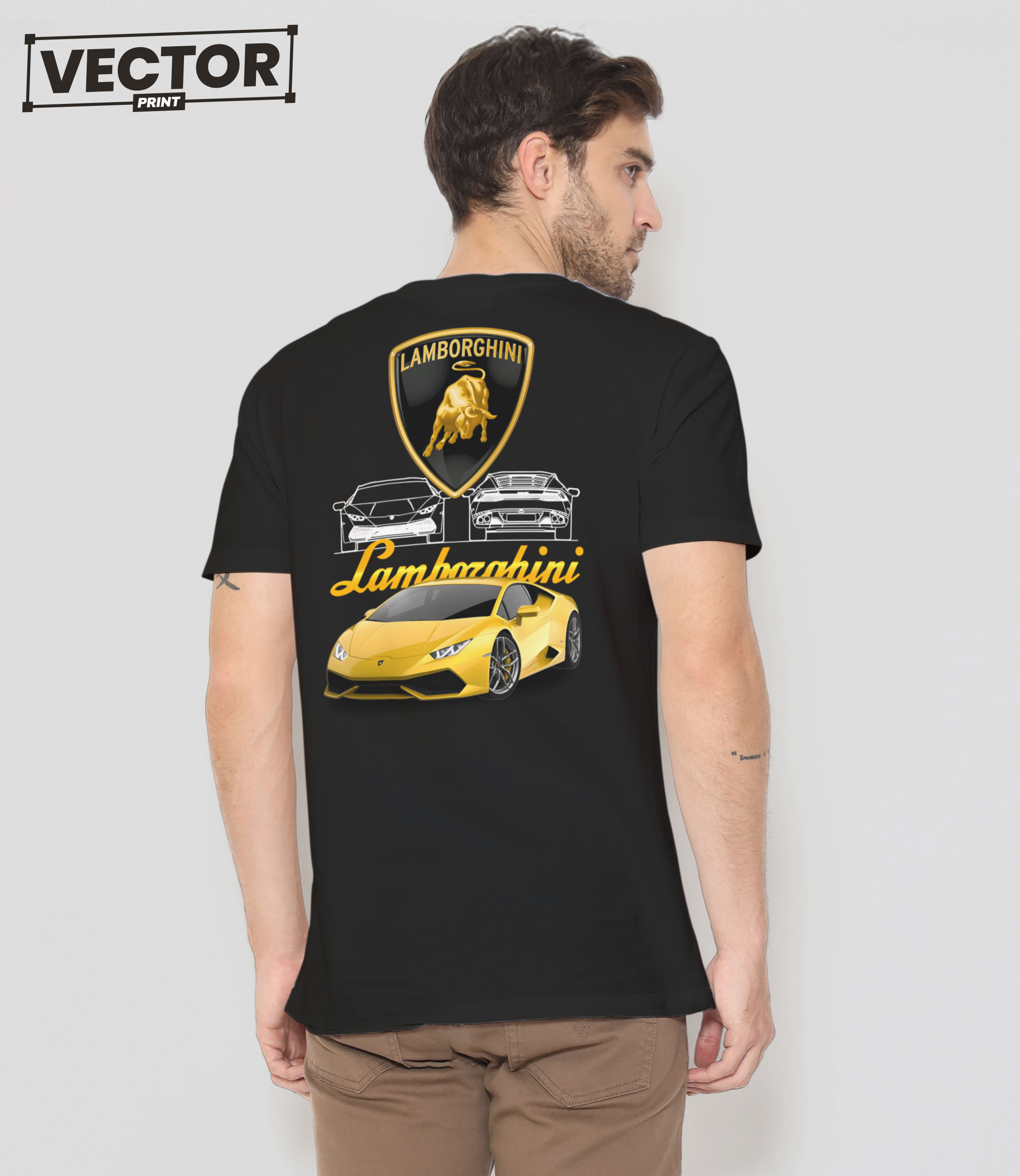 Чоловіча чорна футболка з принтом LAMBORGHINI 015