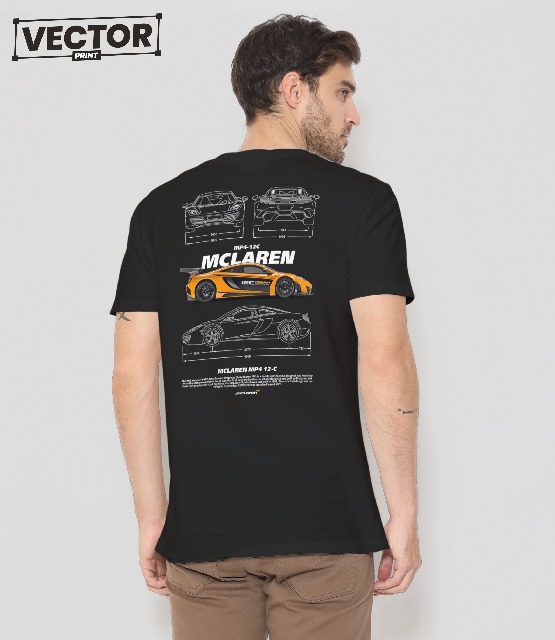 Чоловіча чорна футболка з принтом MCLAREN MP4-12C 016
