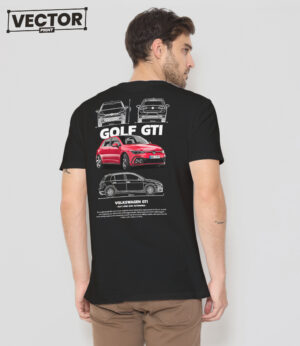 Чоловіча чорна футболка з принтом VOLKSWAGEN GTI_13