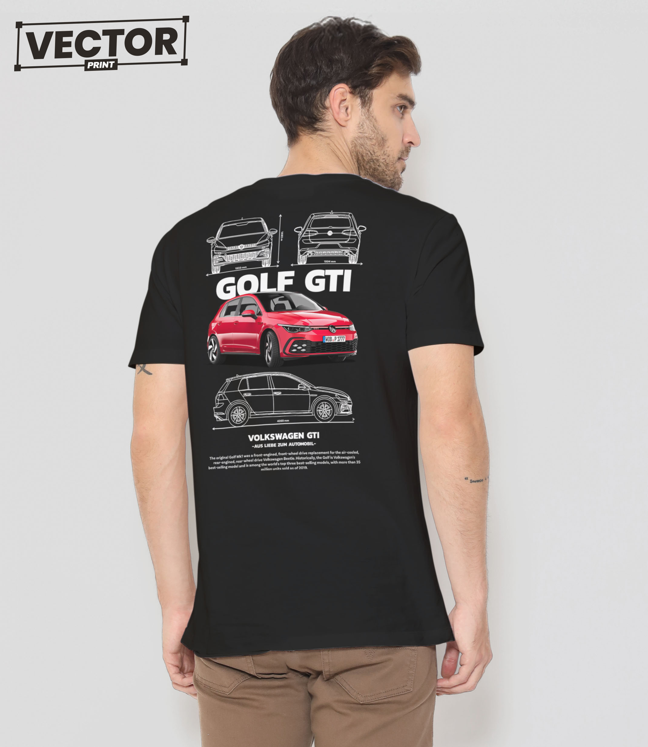 Чоловіча чорна футболка з принтом VOLKSWAGEN GTI_13