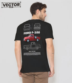 Чоловіча чорна футболка з принтом FORD F-100 1956_28