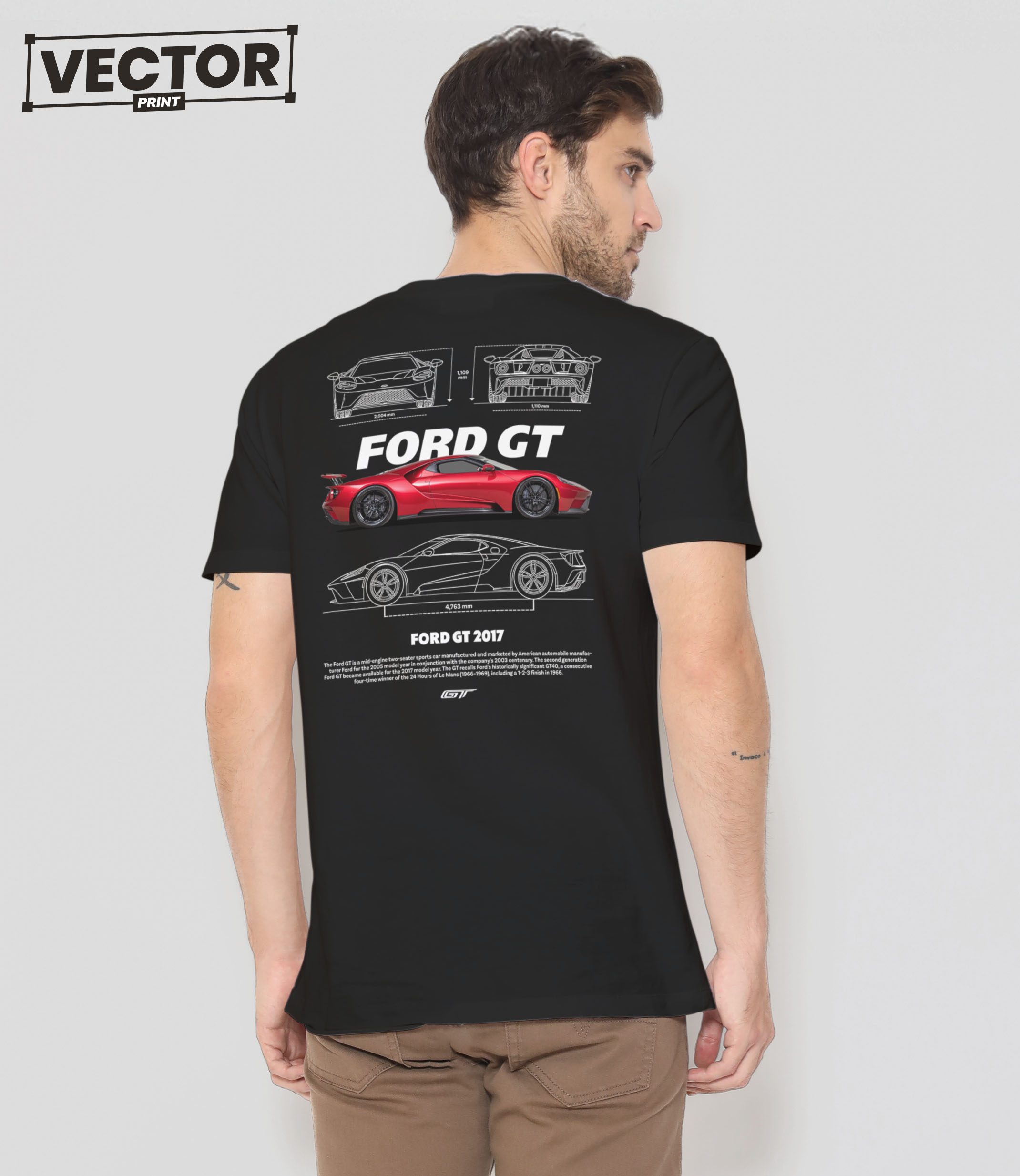 Чоловіча чорна футболка з принтом FORD GT_31
