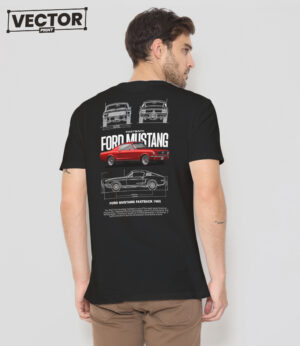 Чоловіча чорна футболка з принтом FORD MUSTANG 1965_35