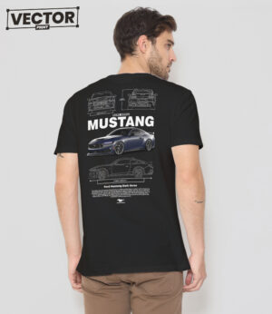 Чоловіча чорна футболка з принтом FORD MUSTANG DARK HORSE_34