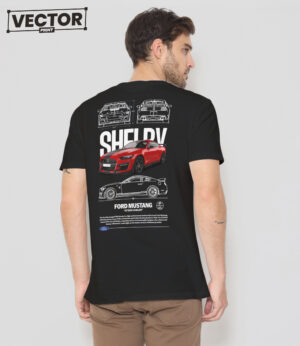 Чоловіча чорна футболка з принтом FORD MUSTANG GT500 SHELBY_37