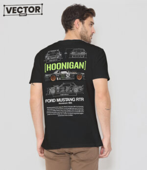 Чоловіча чорна футболка з принтом FORD MUSTANG RTR Hoonicorn 1965_44