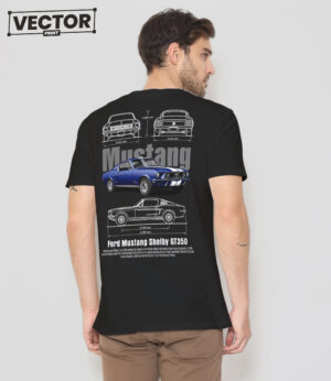 Чоловіча чорна футболка з принтом FORD MUSTANG SHELBY GT350_48