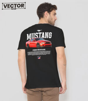 Чоловіча чорна футболка з принтом FORD MUSTANG_38