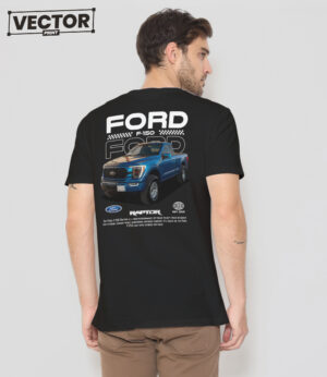 Чоловіча чорна футболка з принтом FORD RAPTOR F150_30