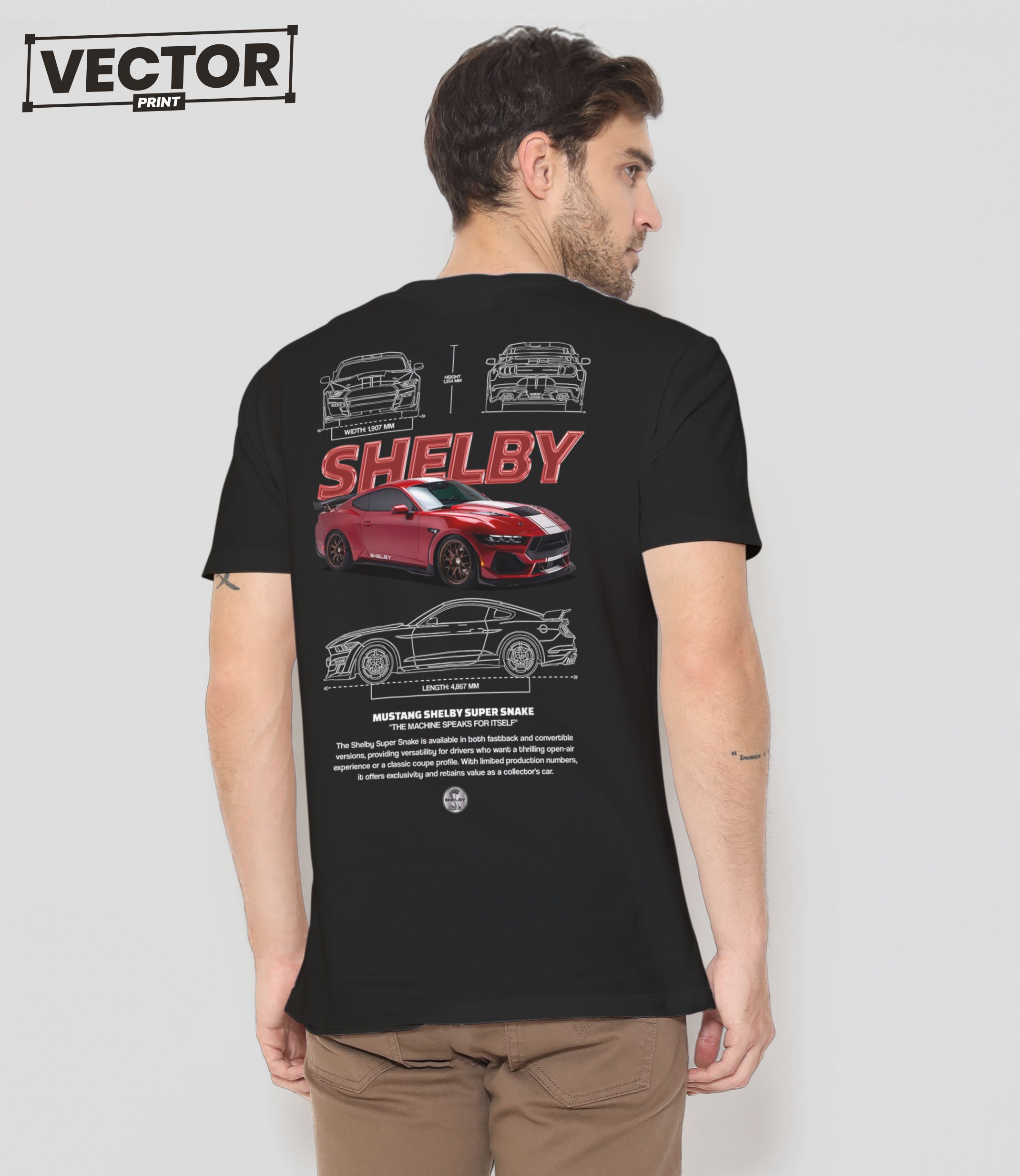 Чоловіча чорна футболка з принтом FORD SHELBY_51