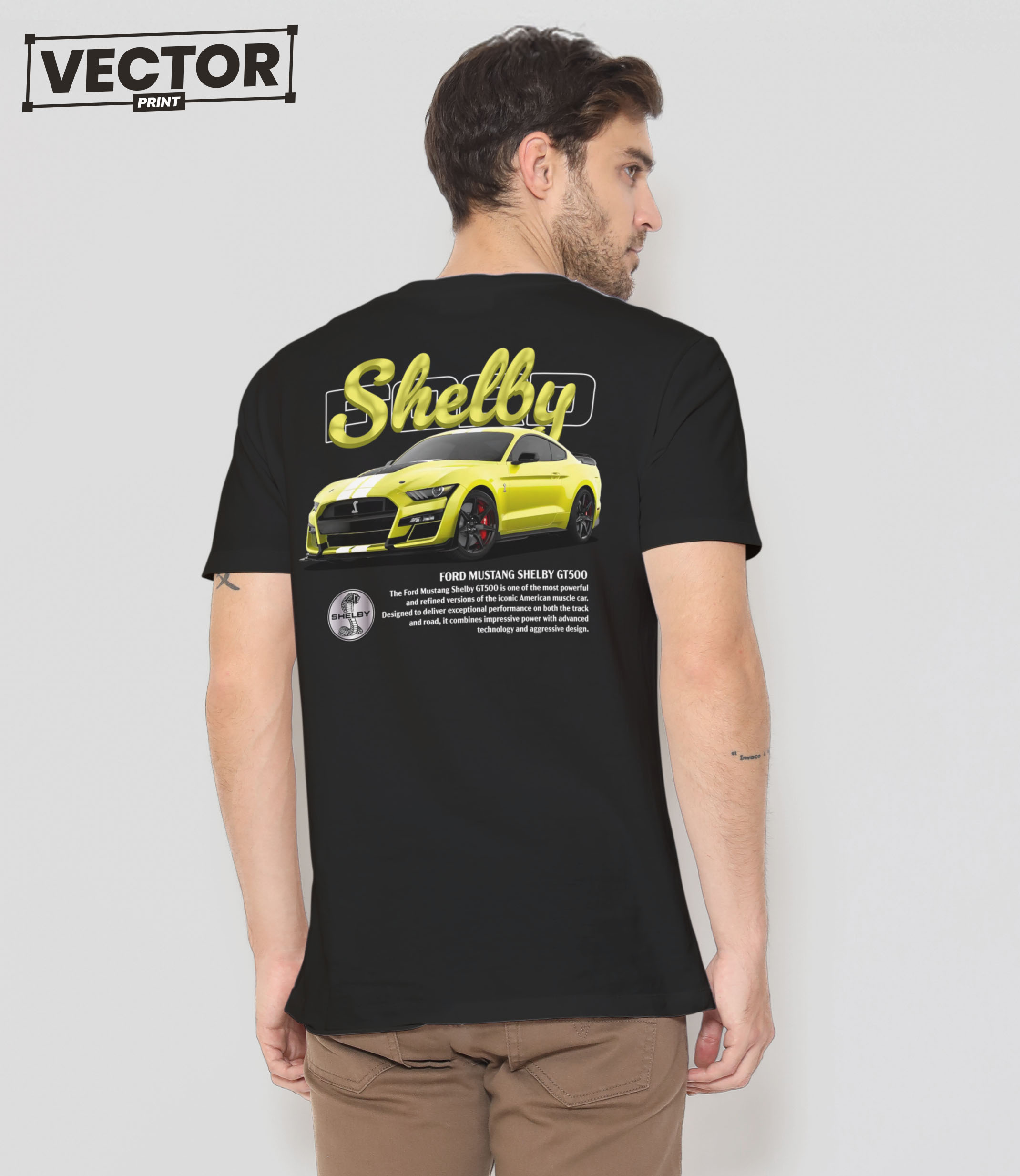 Чоловіча чорна футболка з принтом FORD SHELBY_52