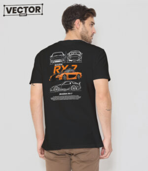Чоловіча чорна футболка з принтом MAZDA RX-7_04