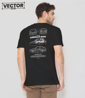 Чоловіча чорна футболка з принтом TOYOTA COROLLA AE86_31