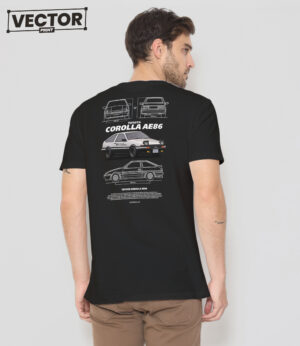 Чоловіча чорна футболка з принтом TOYOTA COROLLA AE86_33