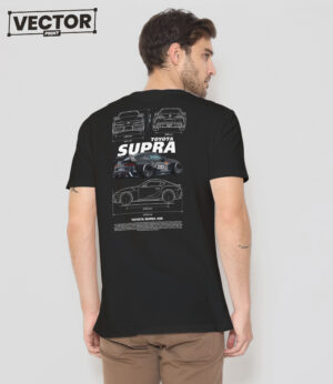 Чоловіча чорна футболка з принтом TOYOTA SUPRA A90_26