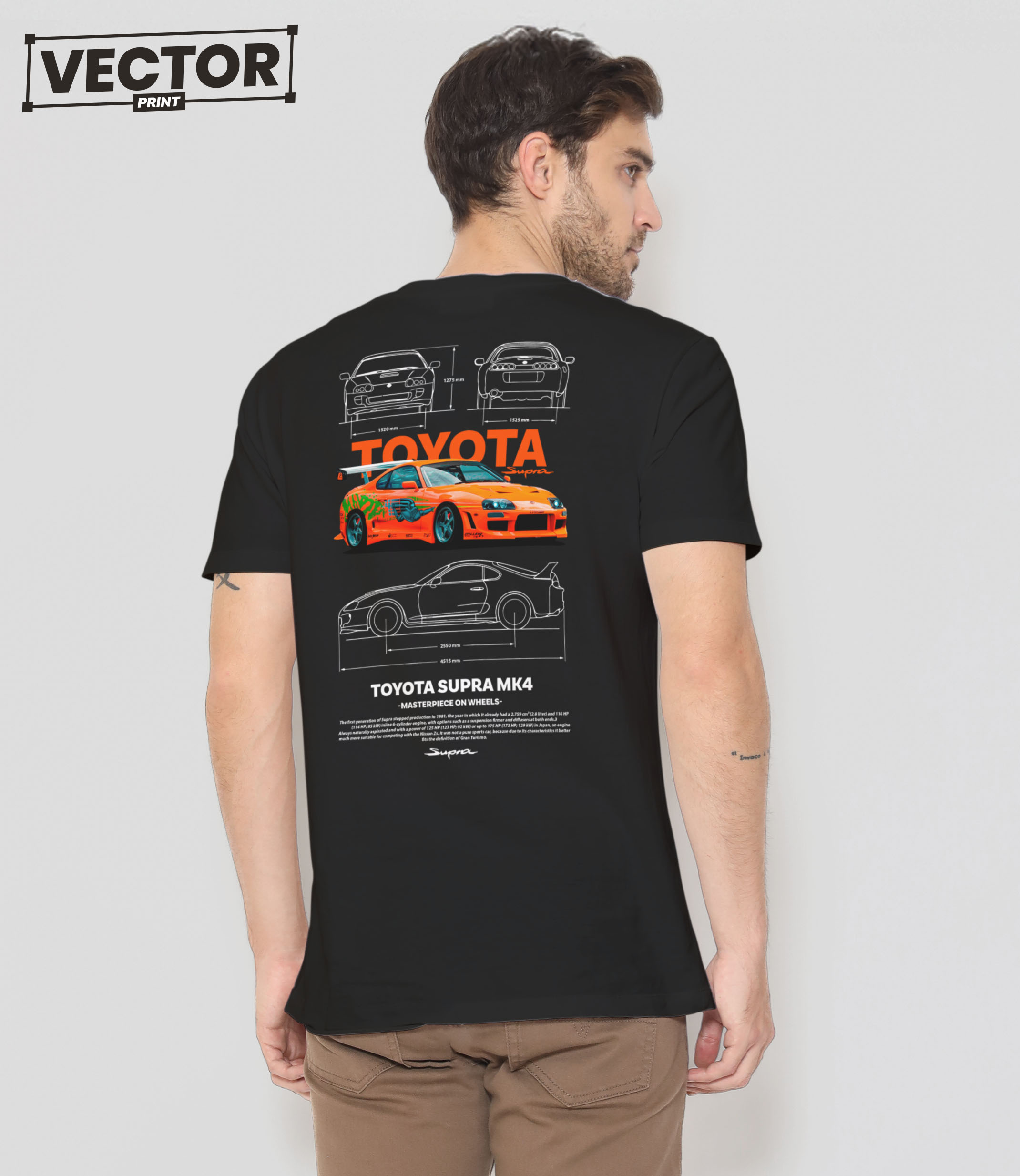Чоловіча чорна футболка з принтом TOYOTA SUPRA MK4_42