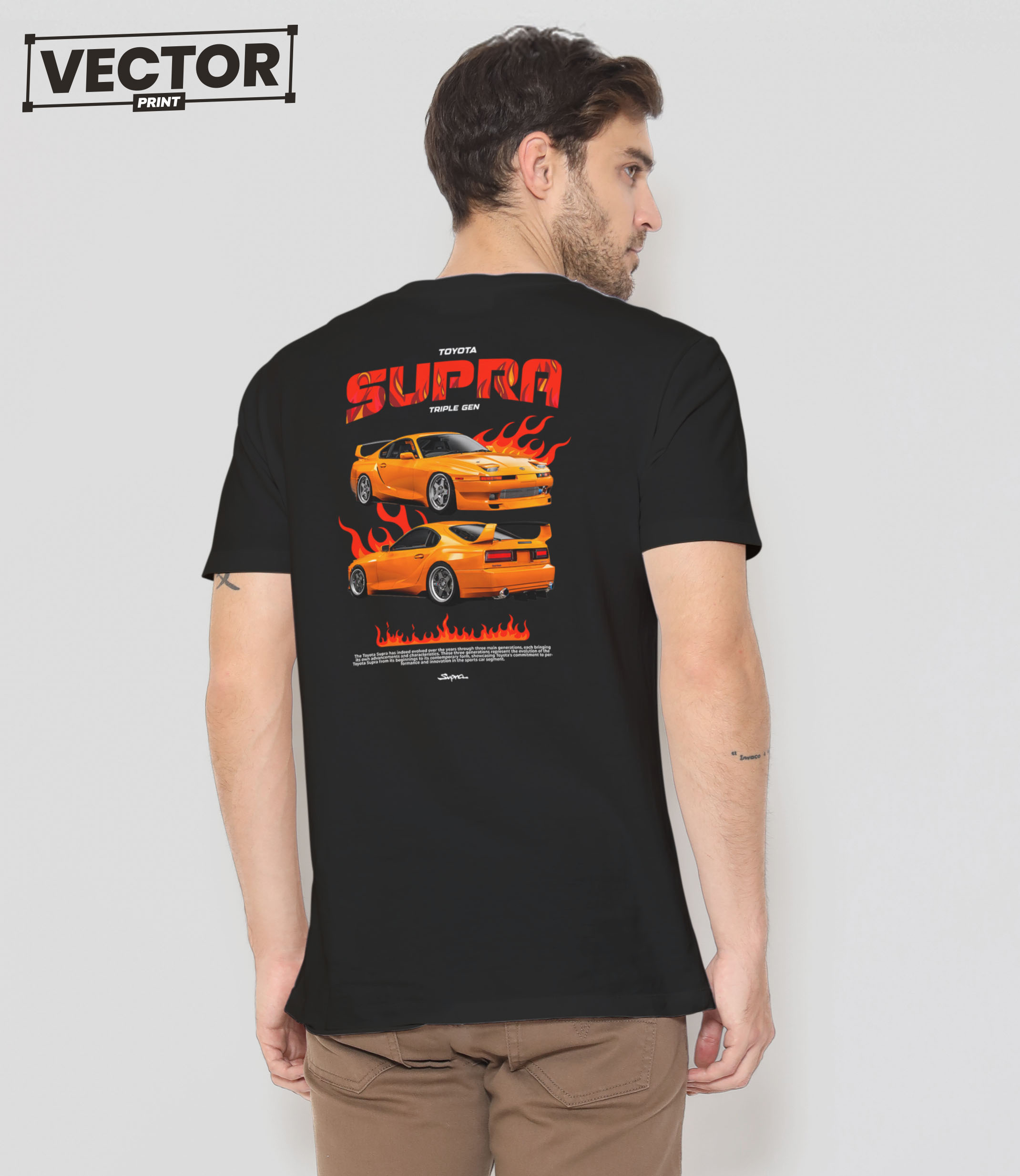 Чоловіча чорна футболка з принтом TOYOTA SUPRA_25
