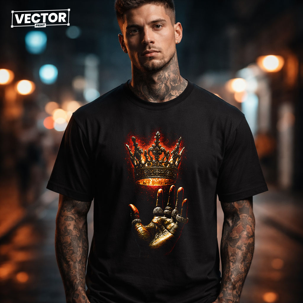 Чоловіча чорна футболка з принтом VECTOR_UNDERGROUND_0129