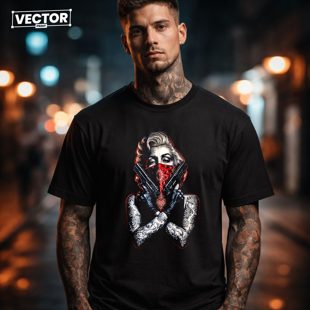 Чоловіча чорна футболка з принтом VECTOR_UNDERGROUND_0136
