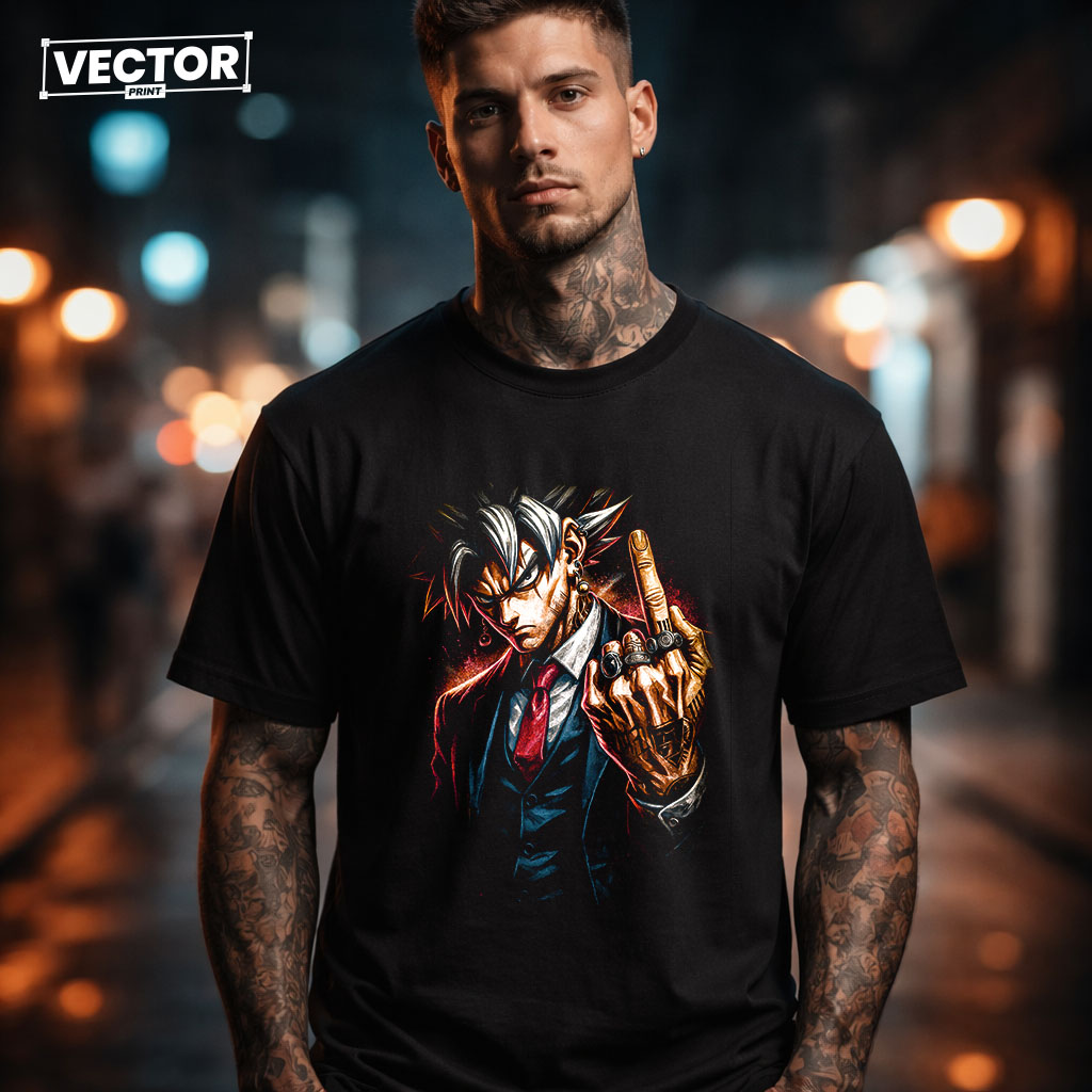 Чоловіча чорна футболка з принтом VECTOR_UNDERGROUND_0140