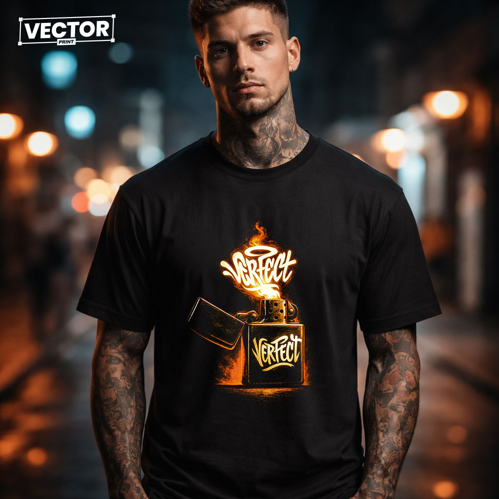 Чоловіча чорна футболка з принтом VECTOR_UNDERGROUND_0143